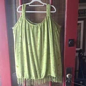 Zara Green Sleeveless Relaxed Tank Top